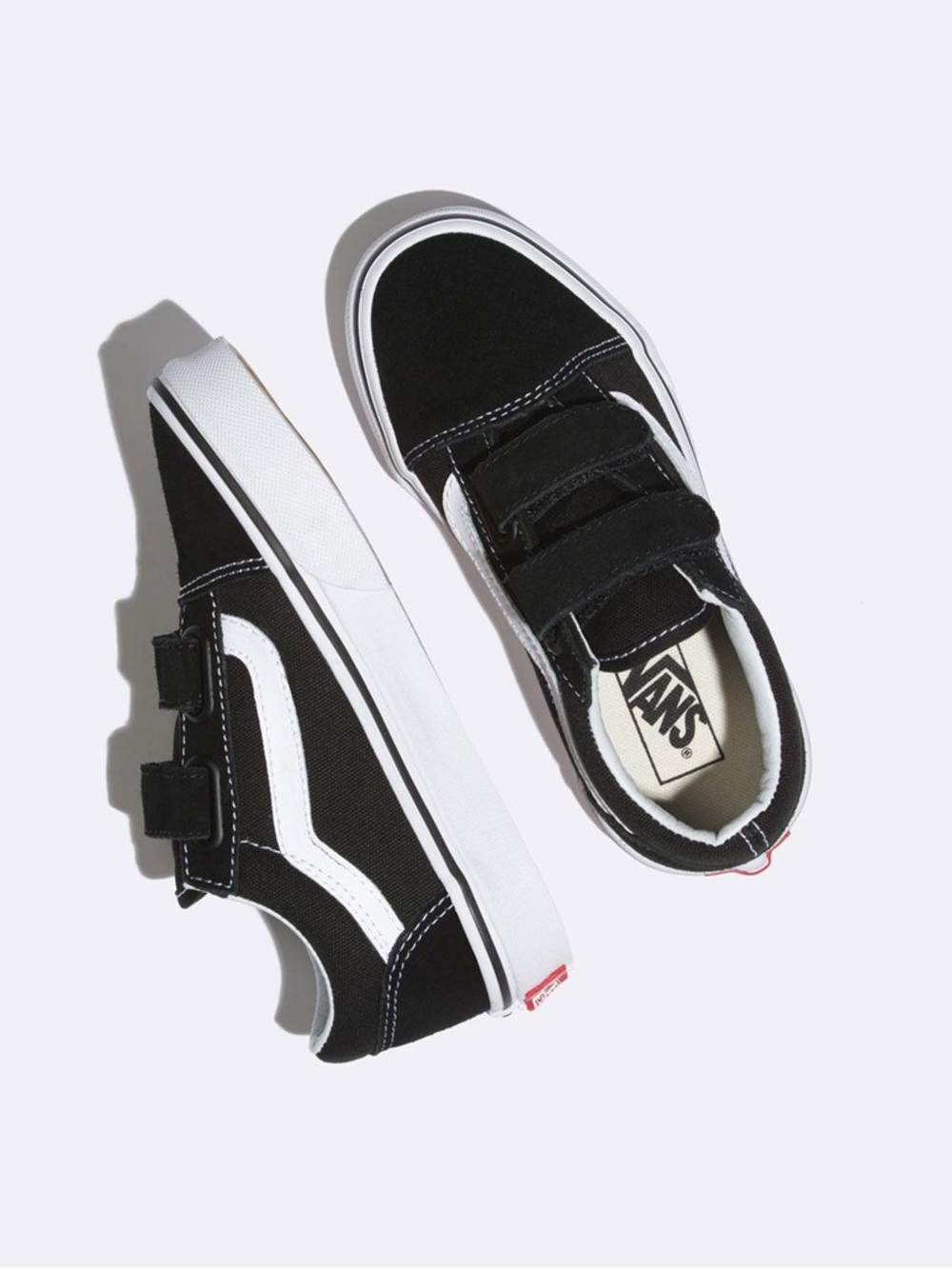 Vans Kids Black & White Old Skool Velcro Skate Sneakers